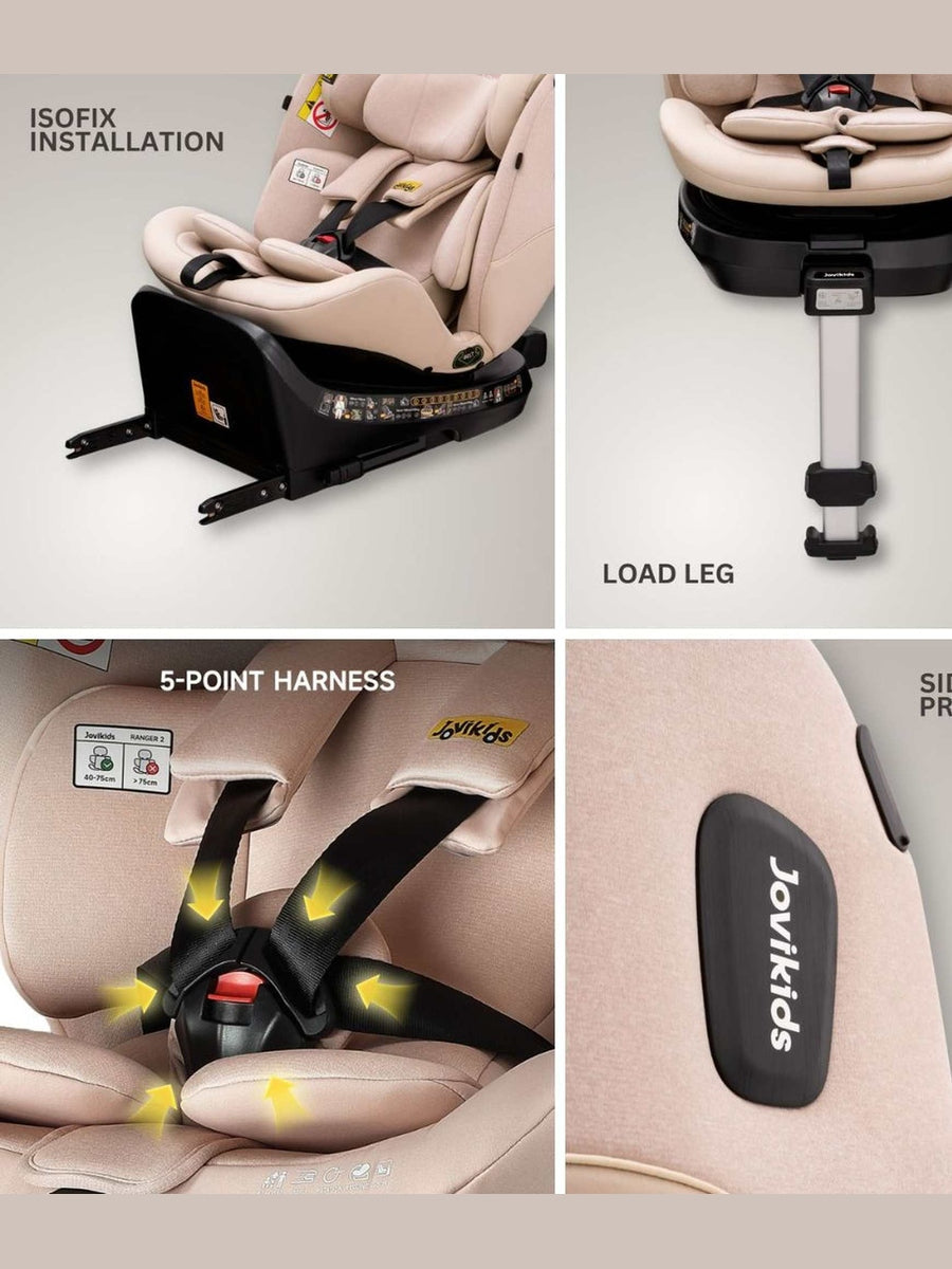 JoviKids Ranger 2 i-Size Car Seat with Leg Extension Cushion - Rosewood