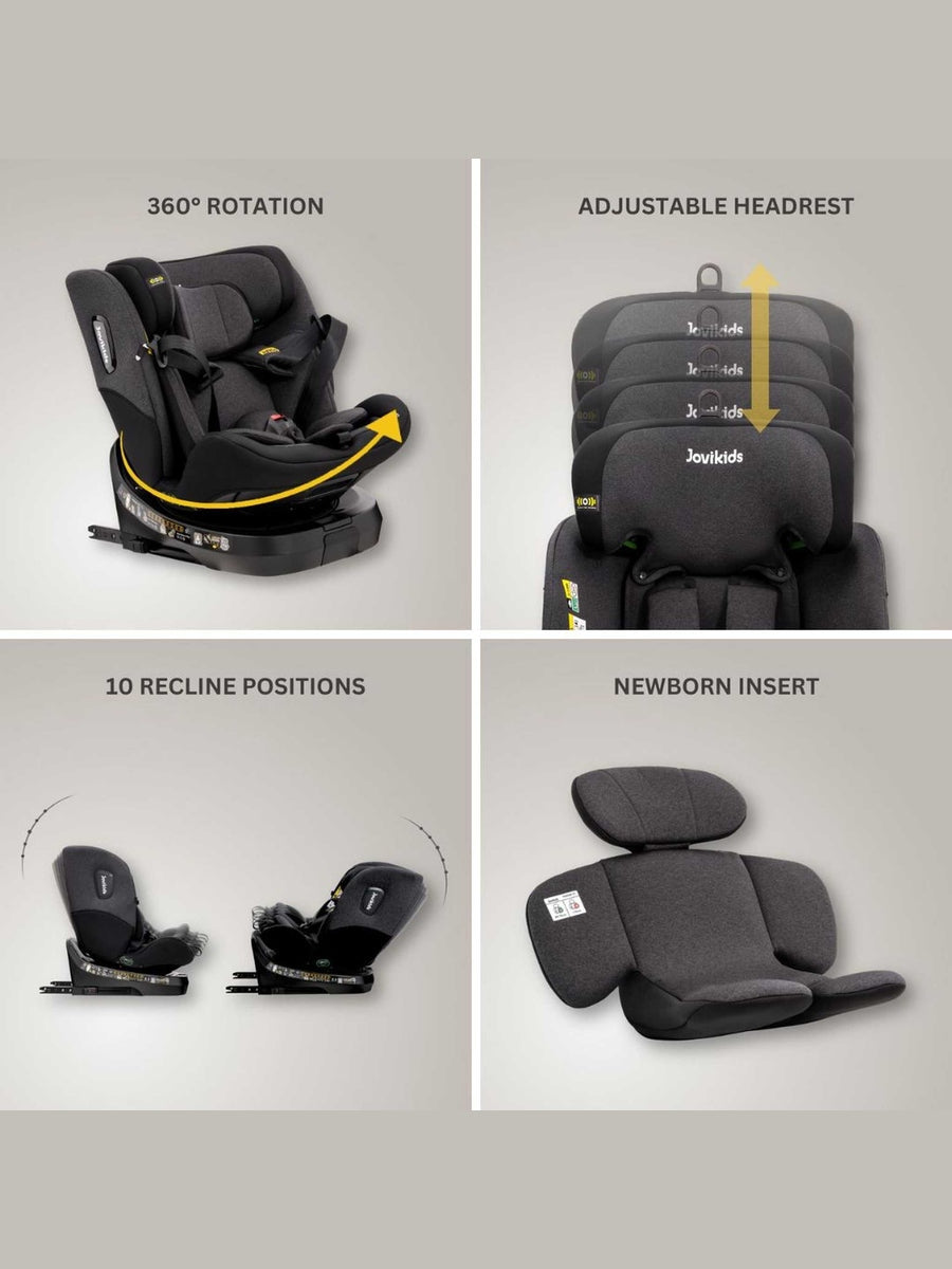 JoviKids Ranger TT Spin 360 Car Seat with ISOFIX - R129 i-Size (Birth to 12 Years) in Twilight
