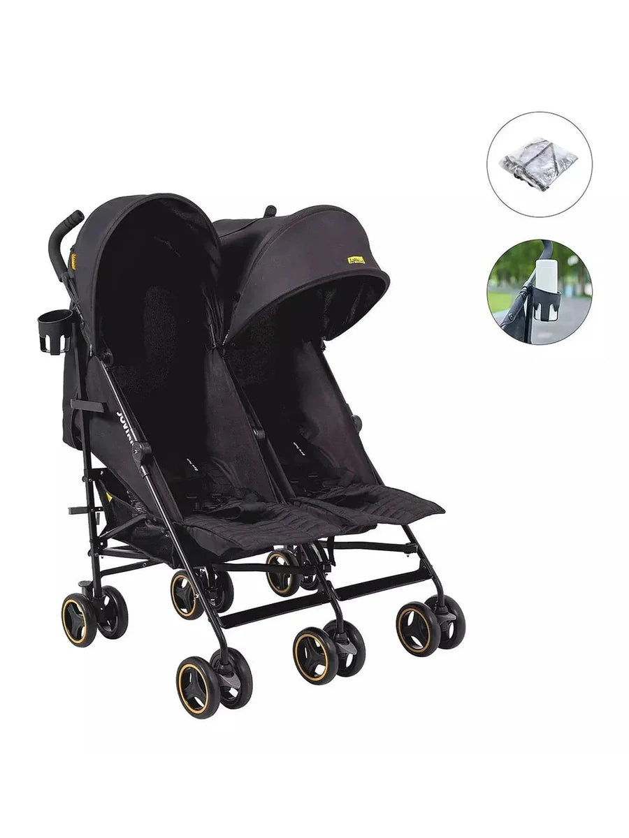 Jovikids Ezra Twin Umbrella Folding Stroller - Shadow Black