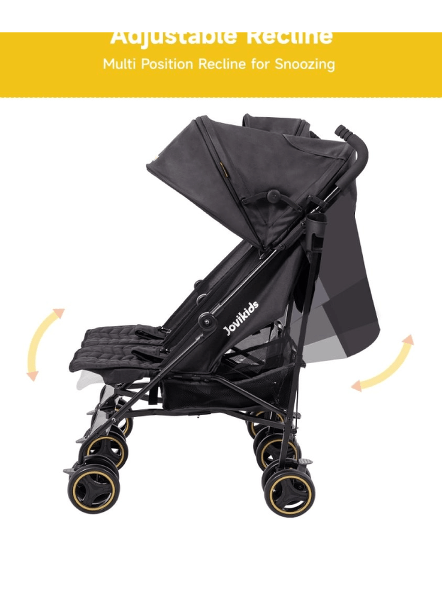 Jovikids Ezra Twin Umbrella Folding Stroller - Shadow Black
