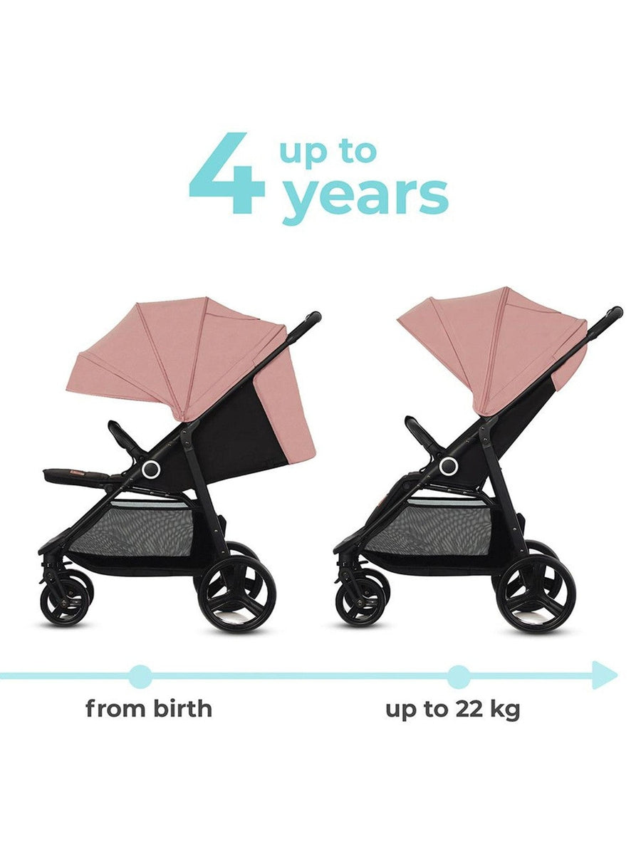Kinderkraft Grande Plus Pushchair – Pink | One-Hand Fold, Lie-Flat Seat, Birth to 22kg