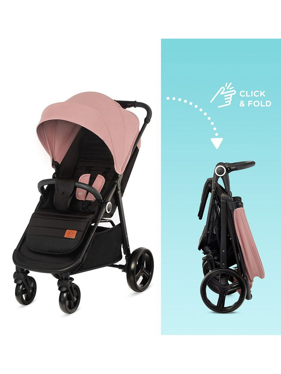 Kinderkraft Grande Plus Pushchair – Pink | One-Hand Fold, Lie-Flat Seat, Birth to 22kg
