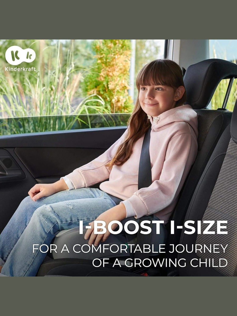 Kinderkraft I-boost Car Seat, I-size, 135-150cm, Baby Seat, Booster Seat Green