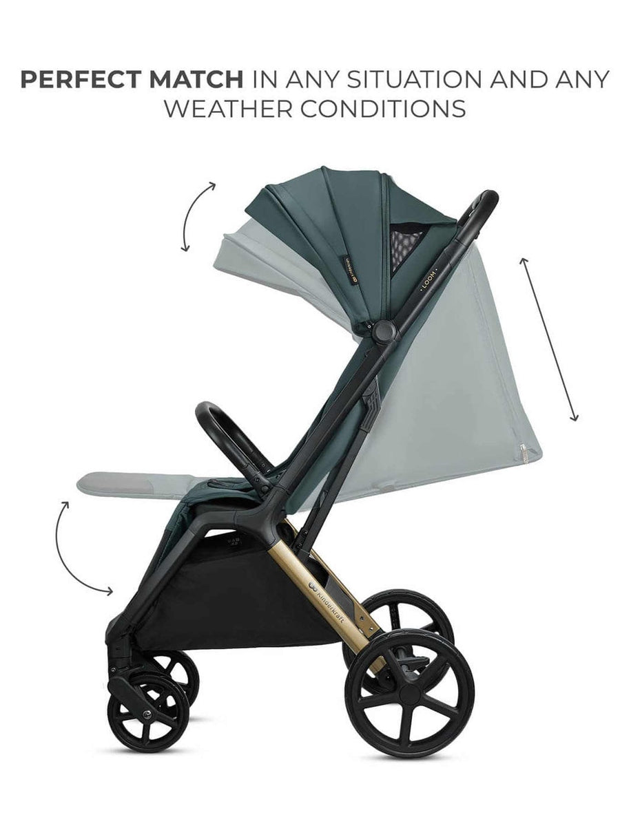 Kinderkraft Loom Stroller – Jade Green | Lightweight, Foldable Pushchair for Birth to 22kg