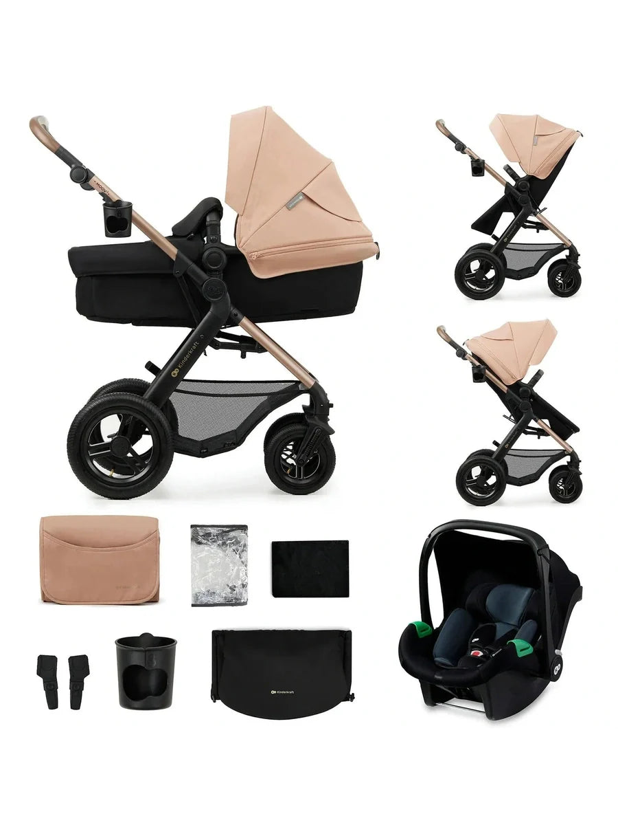 Kinderkraft Moov 2 3-in-1 Travel System with Mink Pro i-Size Car Seat – Sand Beige