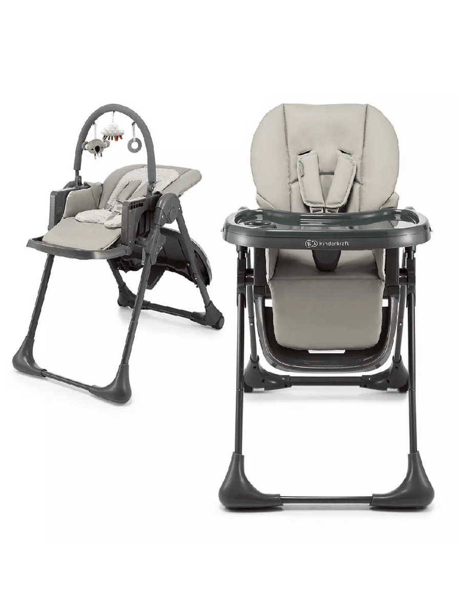 Kinderkraft Tummie, 2-in-1 Baby Hign Chair Bouncer Ergonomic Comfortable Grey