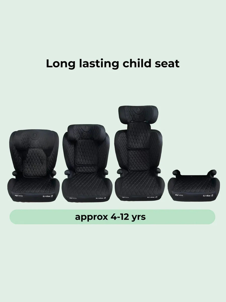 My Babiie MBCS23 High-Back Booster Lite R129 Car Seat – Quilted Black