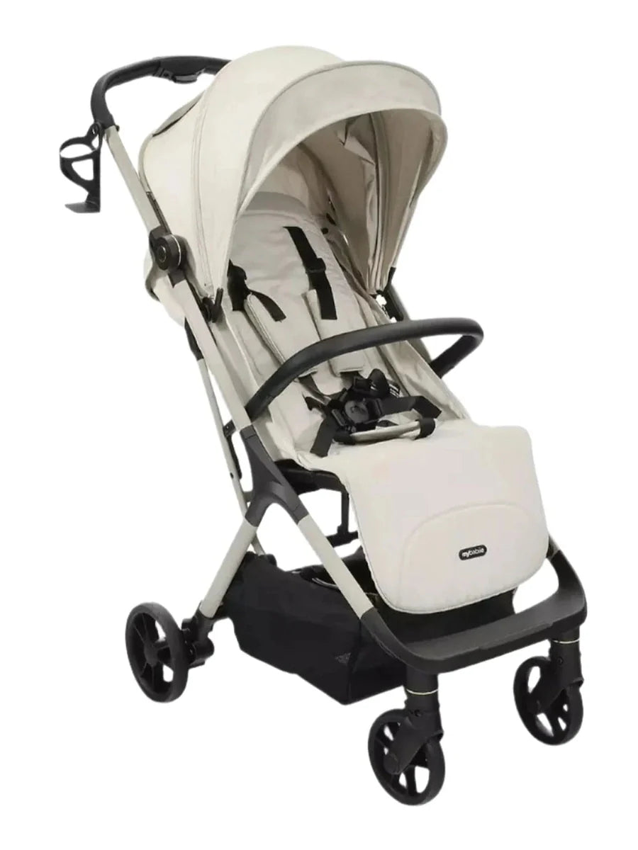 My Babiie MBX7 Ivory Compact Stroller – Lightweight, Auto-Fold, Birth to 22kg