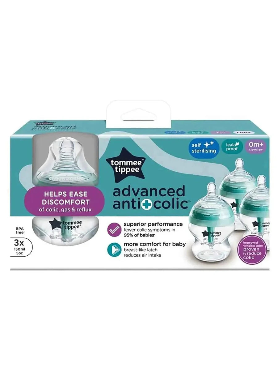 Tommee Tippee Advanced Anti-Colic Baby Bottles 150ml – 3 Pack