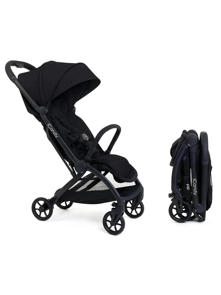 iCandy Pip Compact Pushchair – Lightweight, Cabin-Approved Stroller for Urban Living & Travel | Lie-Flat Seat, One-Hand Fold, Raincover -Black