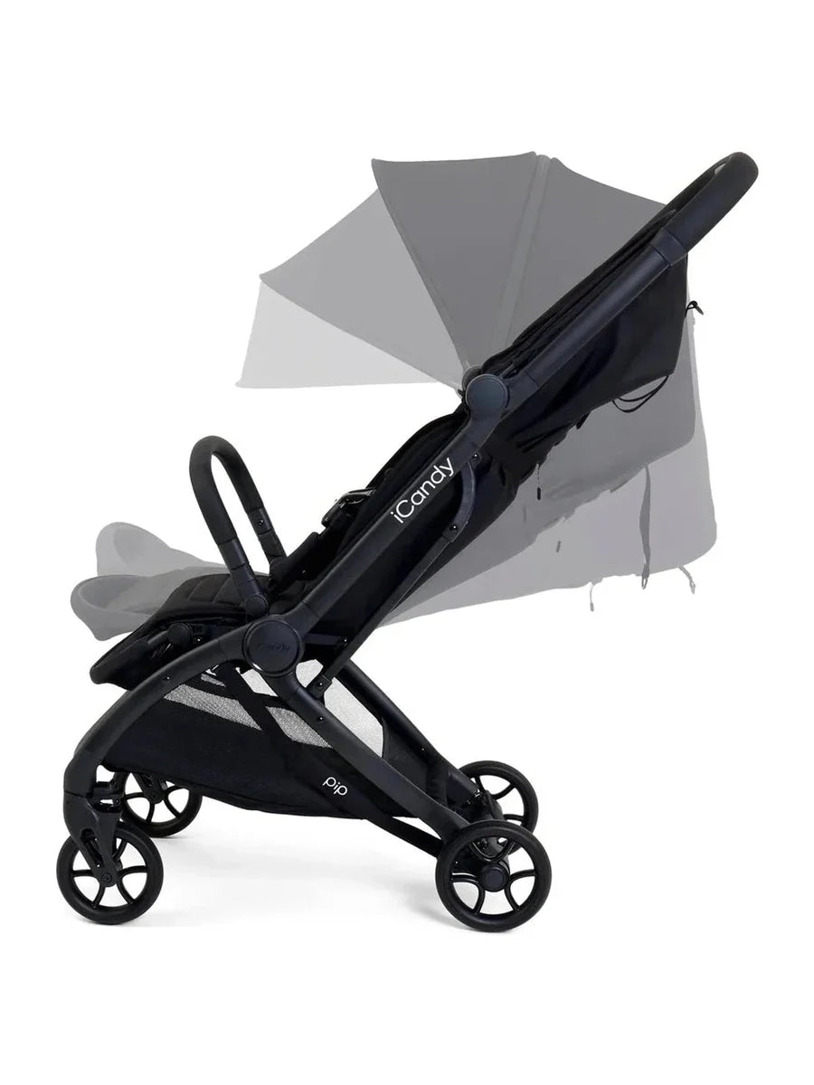 iCandy Pip Compact Pushchair – Lightweight, Cabin-Approved Stroller for Urban Living & Travel | Lie-Flat Seat, One-Hand Fold, Raincover -Black