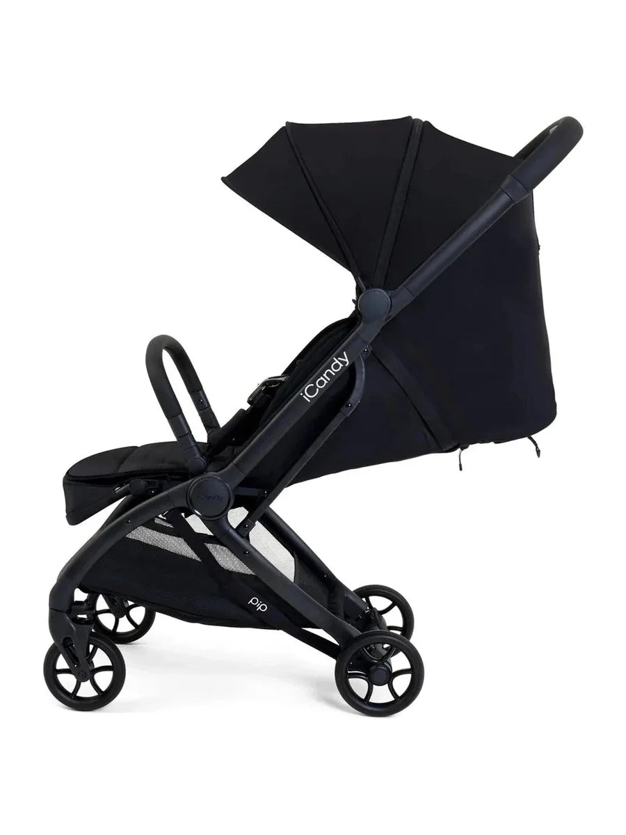 iCandy Pip Compact Pushchair – Lightweight, Cabin-Approved Stroller for Urban Living & Travel | Lie-Flat Seat, One-Hand Fold, Raincover -Black